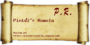 Pintér Romola névjegykártya