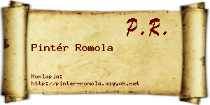 Pintér Romola névjegykártya
